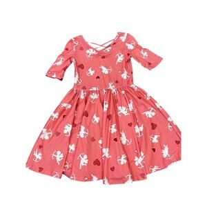 DotDotSmile DDS Girls Pink Cupid Heart Print Dress Size 7